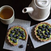 Small pies with fresh blueberries