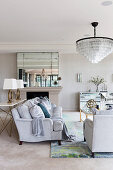 Glamorous living room in shades of gray