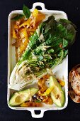 Grilled romaine lettuce with avocado