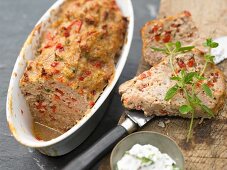 Veal meatloaf with peppers and herb quark