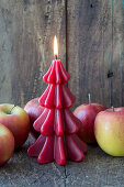 Christmas-tree candle and apples