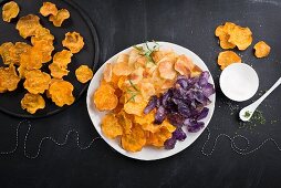 Various vegetable crisps for a party