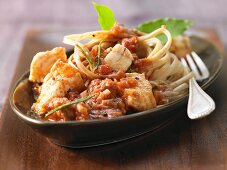 Wholegrain linguine with fish and vegetable bolognese
