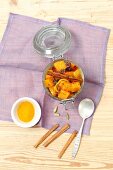 Pumpkin chutney with apricot jam, turmeric and red onion