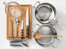 Kitchen utensils for the preparation of pasta with venison ragout