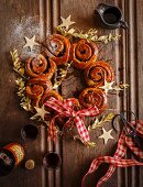 A wreath of mince whirls with sherry for Christmas