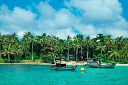 Fishing boats south of the island of Phu Quoc in Vietnam