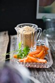 Ingredients for couscous salad with red cabbage, carrot and parsley