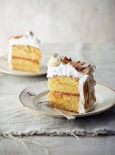 Lemon meringue cake slice