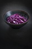 Sliced red cabbage in a bowl