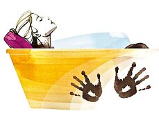 Illustration einer Frau im Moorbad