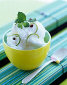 Lime ice cream with mint