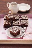 Walnut and chocolate brownies with white chocolate