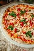 Hot pizza with sliced chillies