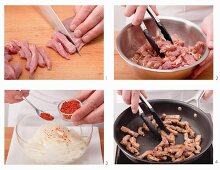 Preparation of Greek-style kebab meat