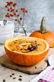 Pumpkin soup with pumpkin seeds and pumpkin oil