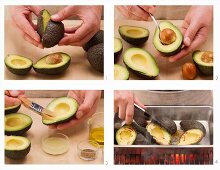 Grilled avocado being made