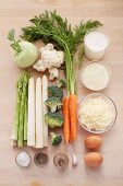 Ingredients for spring vegetable gratin