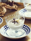 Lemon cream with coconut milk, chickpeas and chocolate