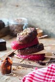 Chocolate and cherry ice cream on sticks