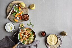 Ingredients for one-pot wonders with quinoa, millet etc.