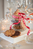 Christmas biscuits with a chocolate base as a gift