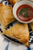 Pasties with a tomato dip