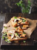 Mushrooms on toat with melted cheese