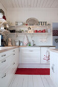 Christmas decorations in Scandinavian-style country-house kitchen