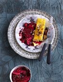 Plum and beetroot compote with polenta