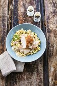 Riesling chicken with herb crumbs