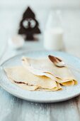 Crepes with nut and nougat cream for Christmas