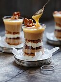 Trifles with condensed milk and caramel