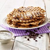 Crispy waffles with chocolate chips