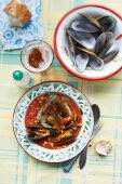 Green lipped mussels in tomato sauce