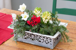 Small decorative box with pattern as a Christmas table decoration