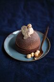 Chocolate dessert with gingerbread mousse