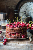 Chocolate cake with cherries