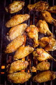 Chicken wings on a grill