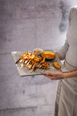 Grilled satay skewers with a peanut dip