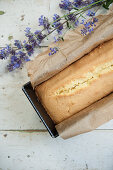 Sand cake with lavender