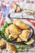 Pasties filled with sausage meat (picnic food)