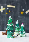 DIY Christmas trees made from egg cartons