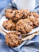 Vegan chocolate chip oatmeal cookies