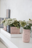 Planters made from glass jars painted with chalk paint