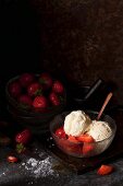 Salted Honey Ice Cream with Strawberries
