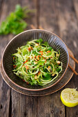 Cucumber noodle salad with peanuts