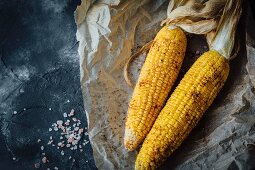 Oven baked corn on the cob with butter and spices