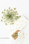 Wild carrot flower as a printing block motif