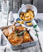 Piri piri pork chops with potato wedges